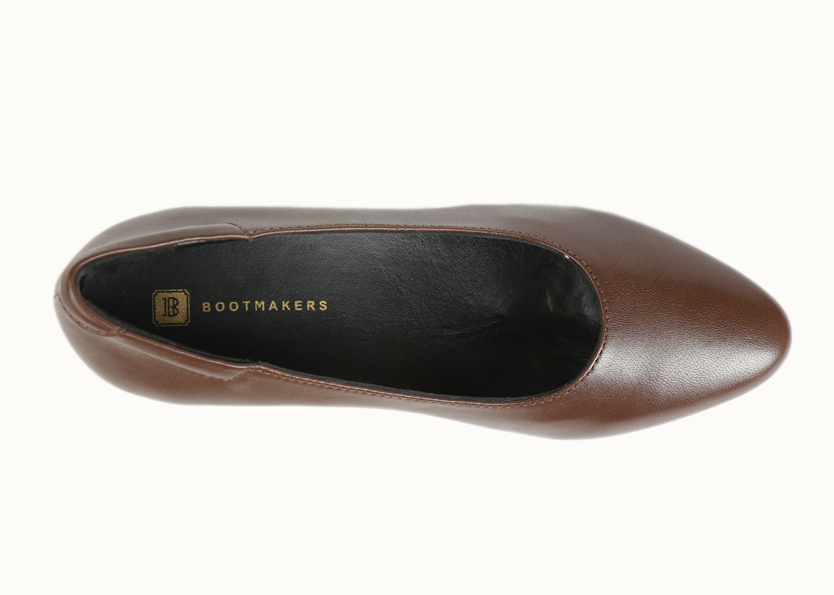 Inspire Pumps - AGSU Brown Leather 1.25" Kitten Heel