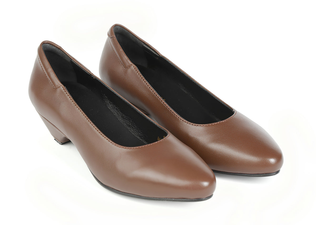 Inspire Pumps - AGSU Brown Leather 1.25" Kitten Heel